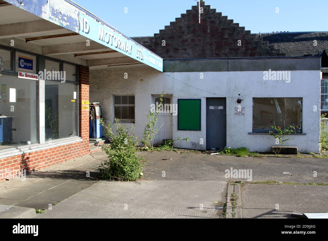 Girvan, Ayrshire, Scotand, UK. An abandoned derelict petrol station