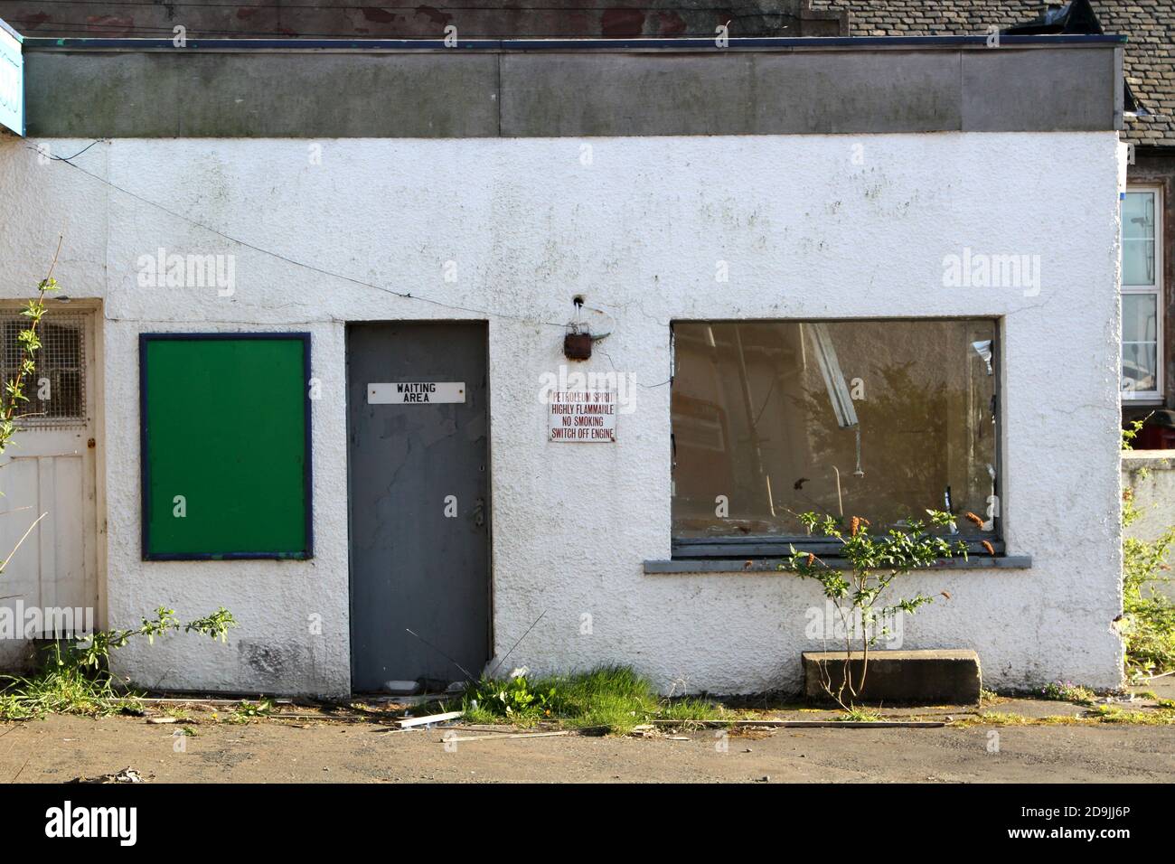 Girvan, Ayrshire, Scotand, UK. An abandoned derelict petrol station