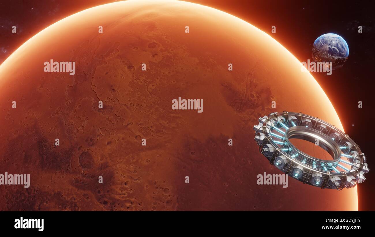 Satellite scaning and monitoring Mars Detailed and realistic