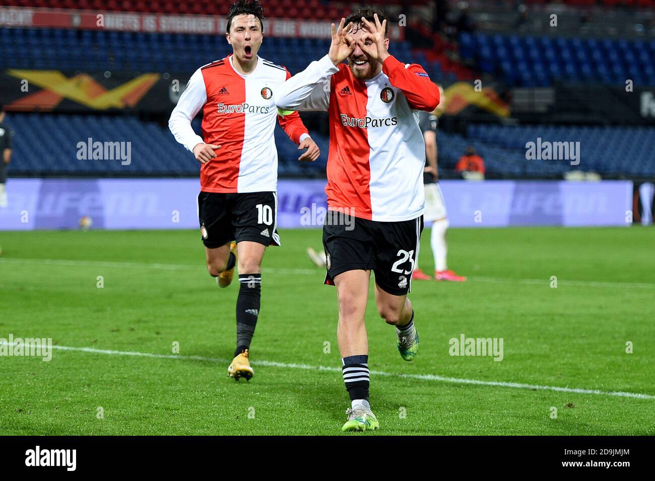Rotterdam, The Netherlands. 5th Nov, 2020. Orkun Kokcu of Feyenoord celebrates after his goal during the UEFA Europa League, Group Stage, Group K football match between Feyenoord and CSKA Moskva on november 5, 2020 at De Kuip stadium in Rotterdam, The Netherlands - Photo Yannick Verhoeven/Orange Pictures/DPPI/LM Credit: Paola Benini/Alamy Live News Stock Photo