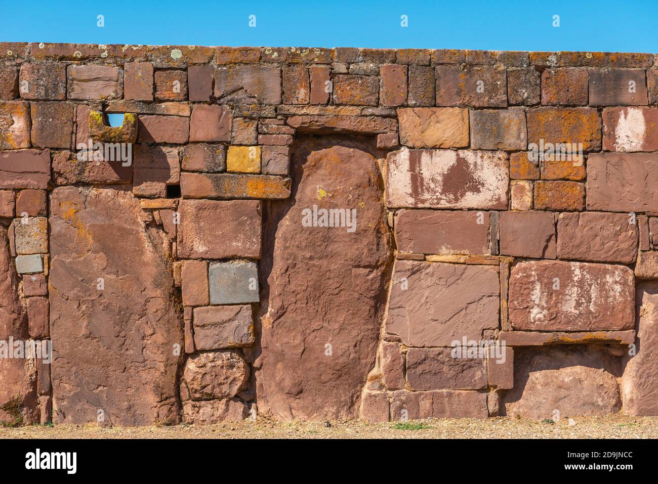 Kalasaya Temple, archeological site Tiwanaku or Tiahuanaco, UNESCO World Heritage, Altiplano, La Paz, Bolivia, Latin America Stock Photo