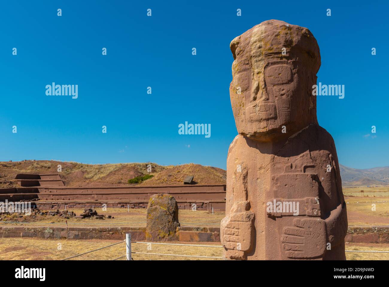 Estela Fraile, Kalasasaya, Kalasasaya, Archeological site Tiwanaku or Tiahuanaco, UNESCO World Heritage, Altiplano, La Paz, Bolivia, Latin America Stock Photo