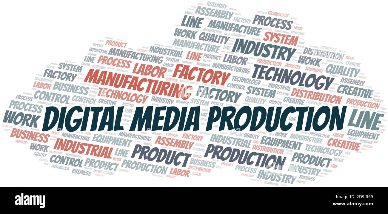 Digital Media Production word cloud create with the text only Stock