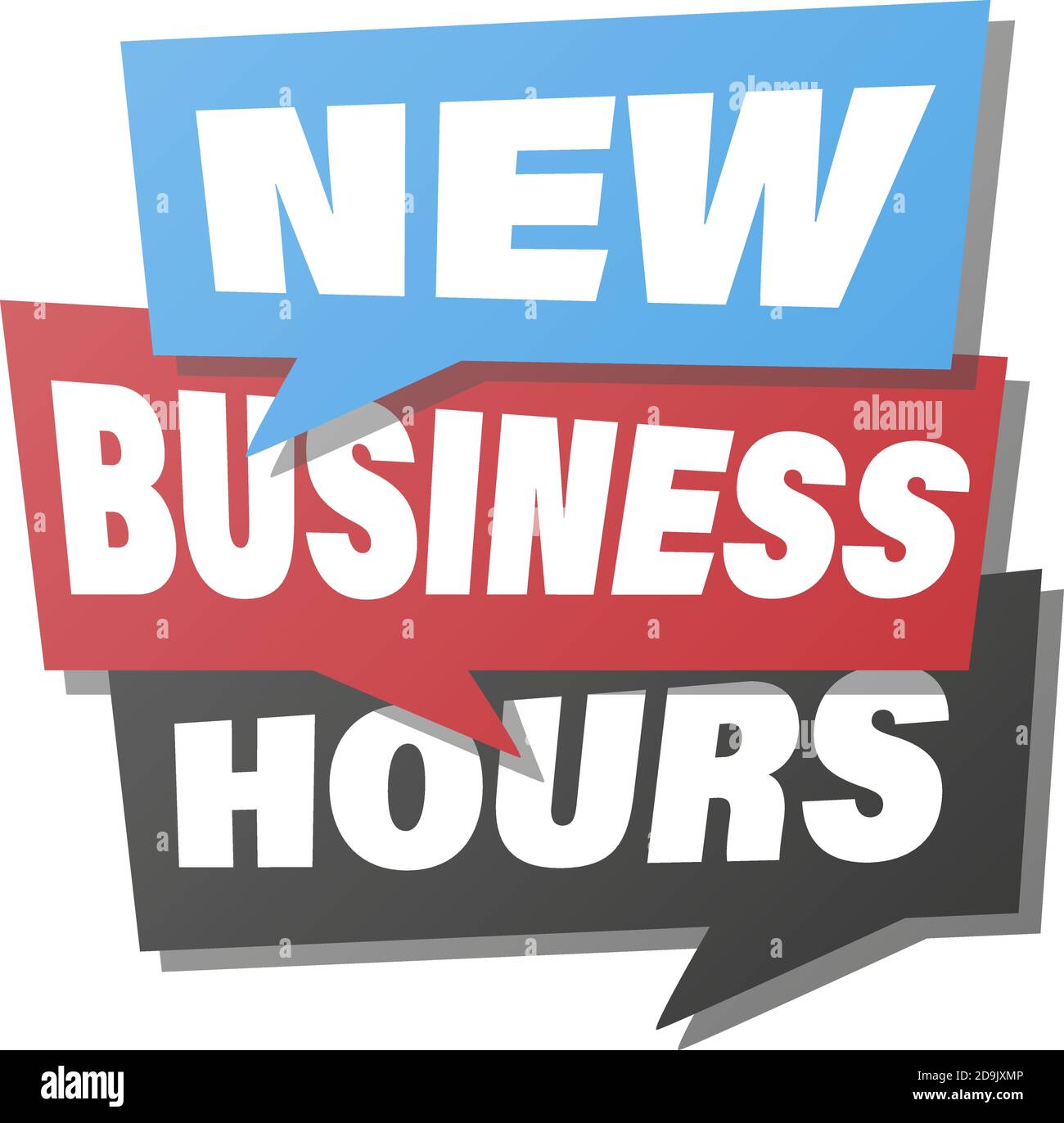 NEW BUSINESS HOURS notice in speech bubbles, sign or sticker vector illustration Stock Vector