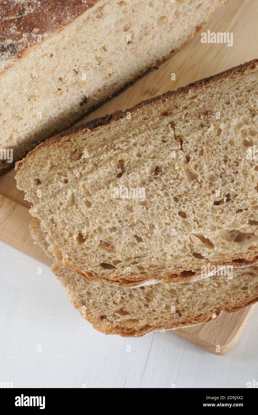 Freshly baked home made malted wholemeal bread Stock Photo