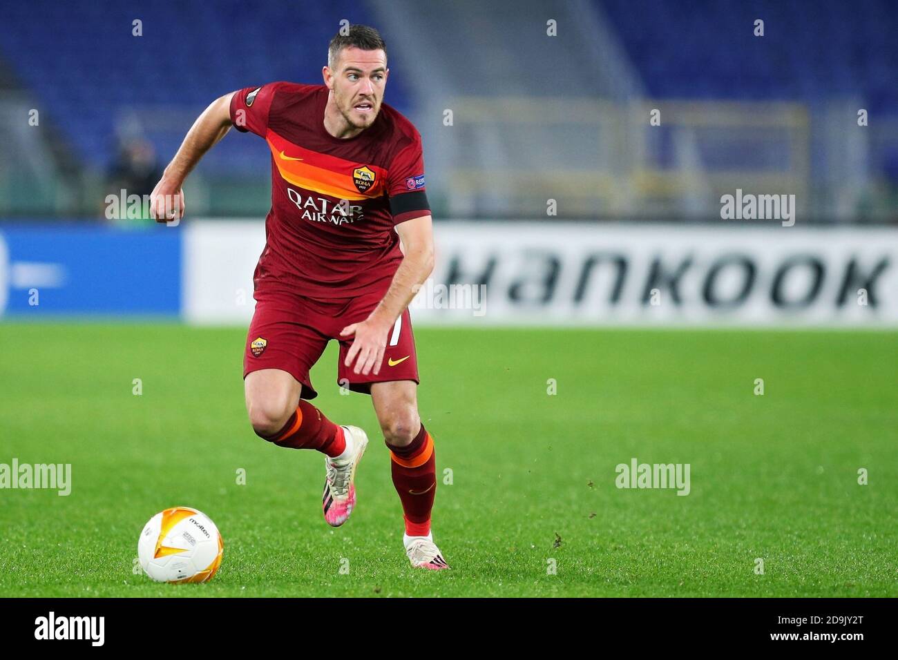 Jordan Veretout of Roma in action during the UEFA Europa League, Group Stage, Group A football match between AS Roma and CFR Cluj on November 5, 202 P Stock Photo