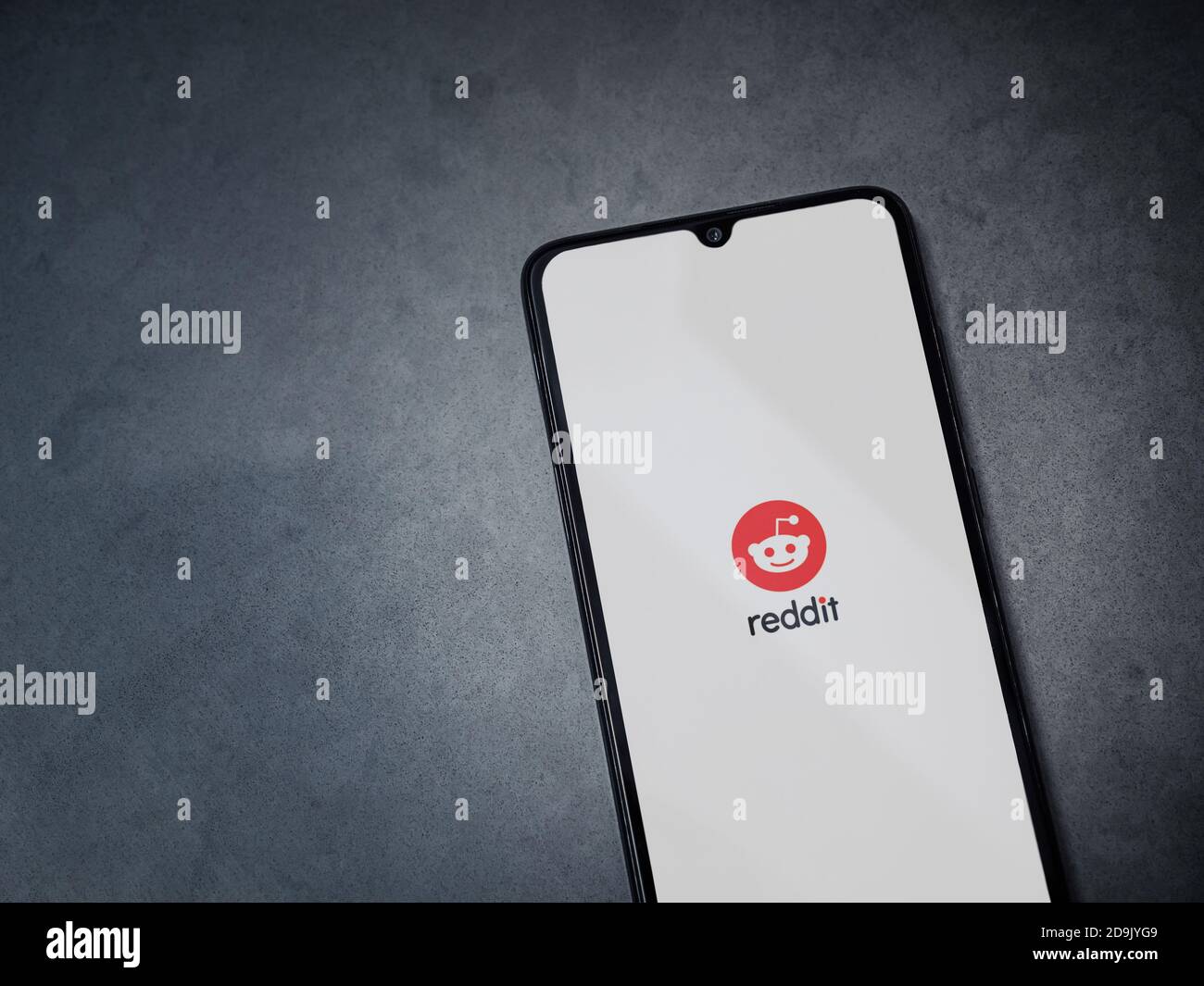 Lod Israel July 8 Reddit App Launch Screen With Logo On The Display Of A Black Mobile Smartphone On Dark Marble Stone Background Top View F Stock Photo Alamy