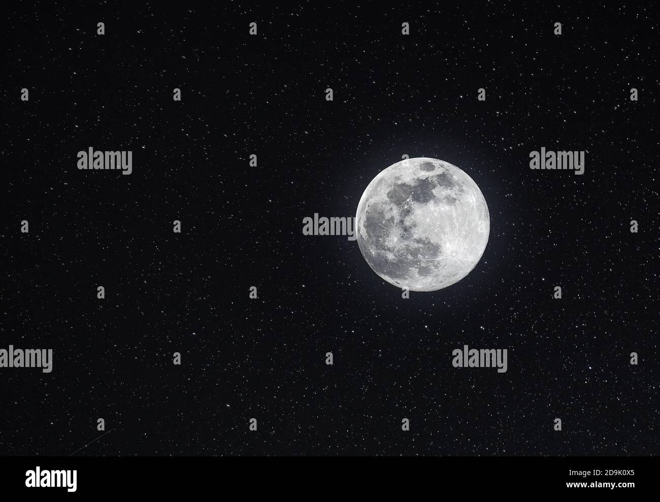 Full Moon on the starry sky Stock Photo - Alamy