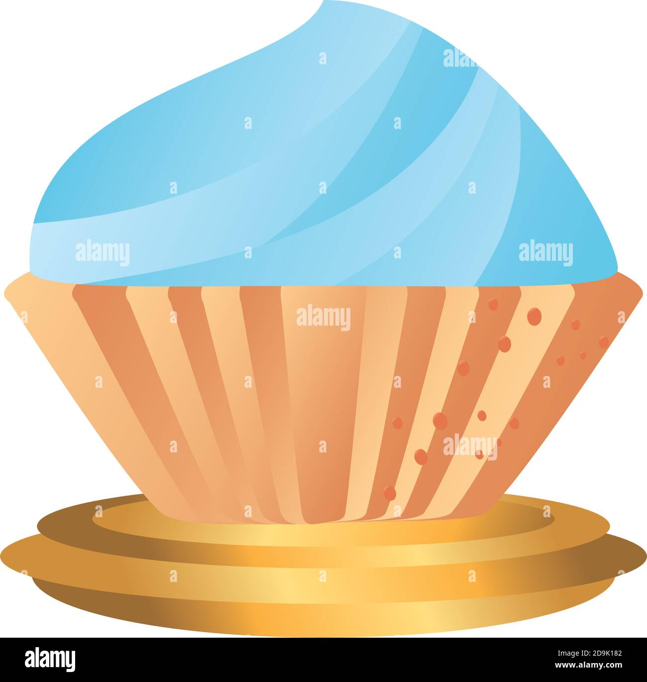blue cupcake dessert on dish vector illustration Stock Vector