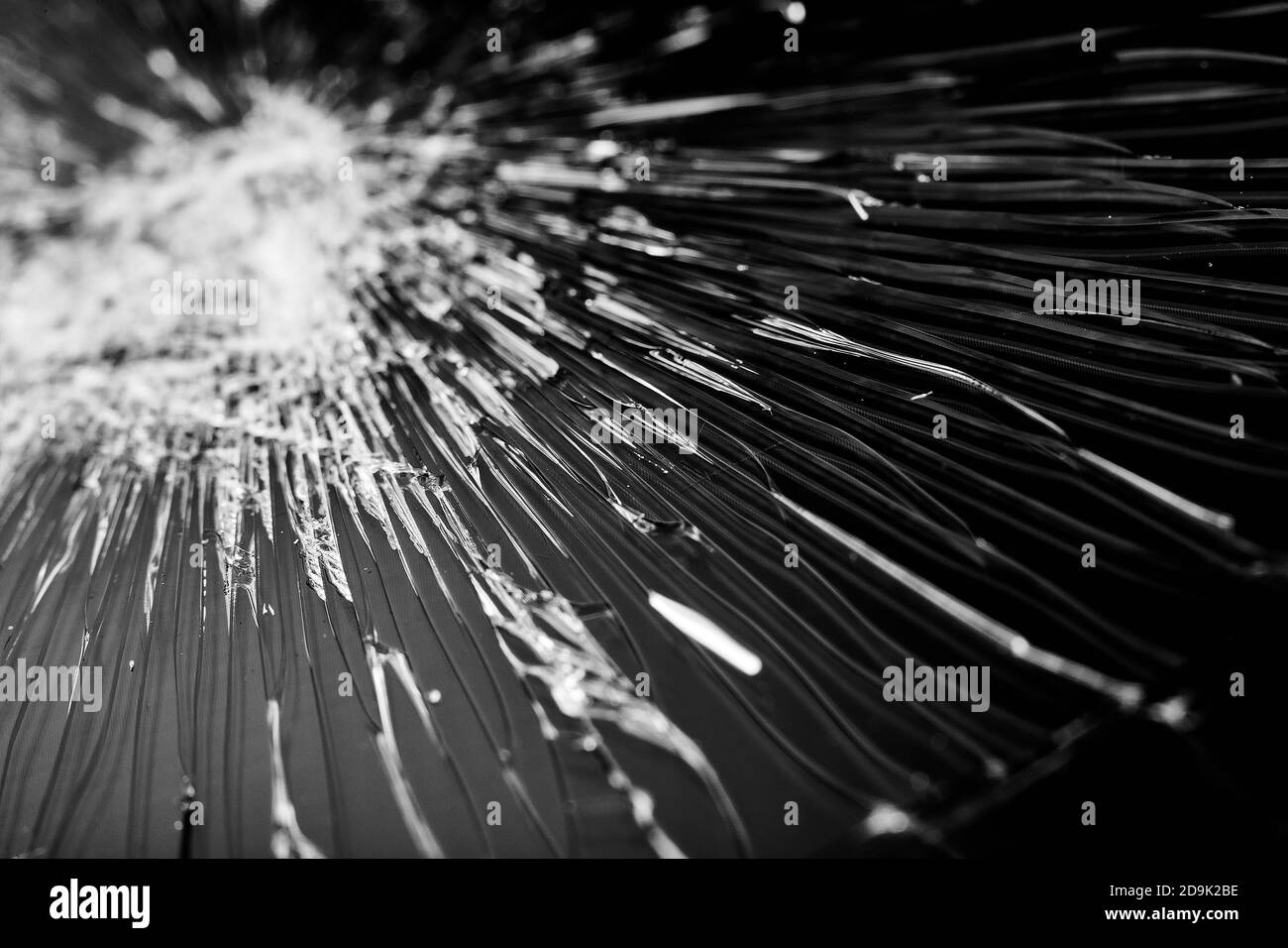 Broken glass - white lines on black background, design element. touch screen smartphone with broken screen Stock Photo