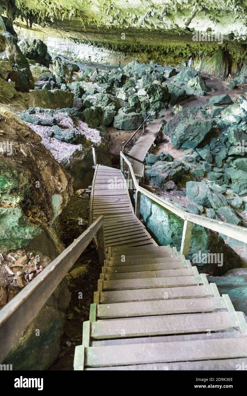 Stairs from Trader cave to Great Caves, Niah National Park Stock Photo