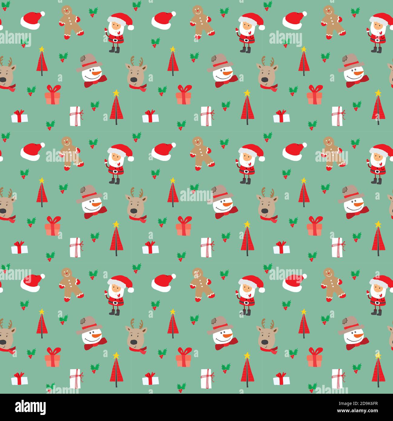 New Year and Christmas seamless pattern, hand drawn doodles Seamless ...