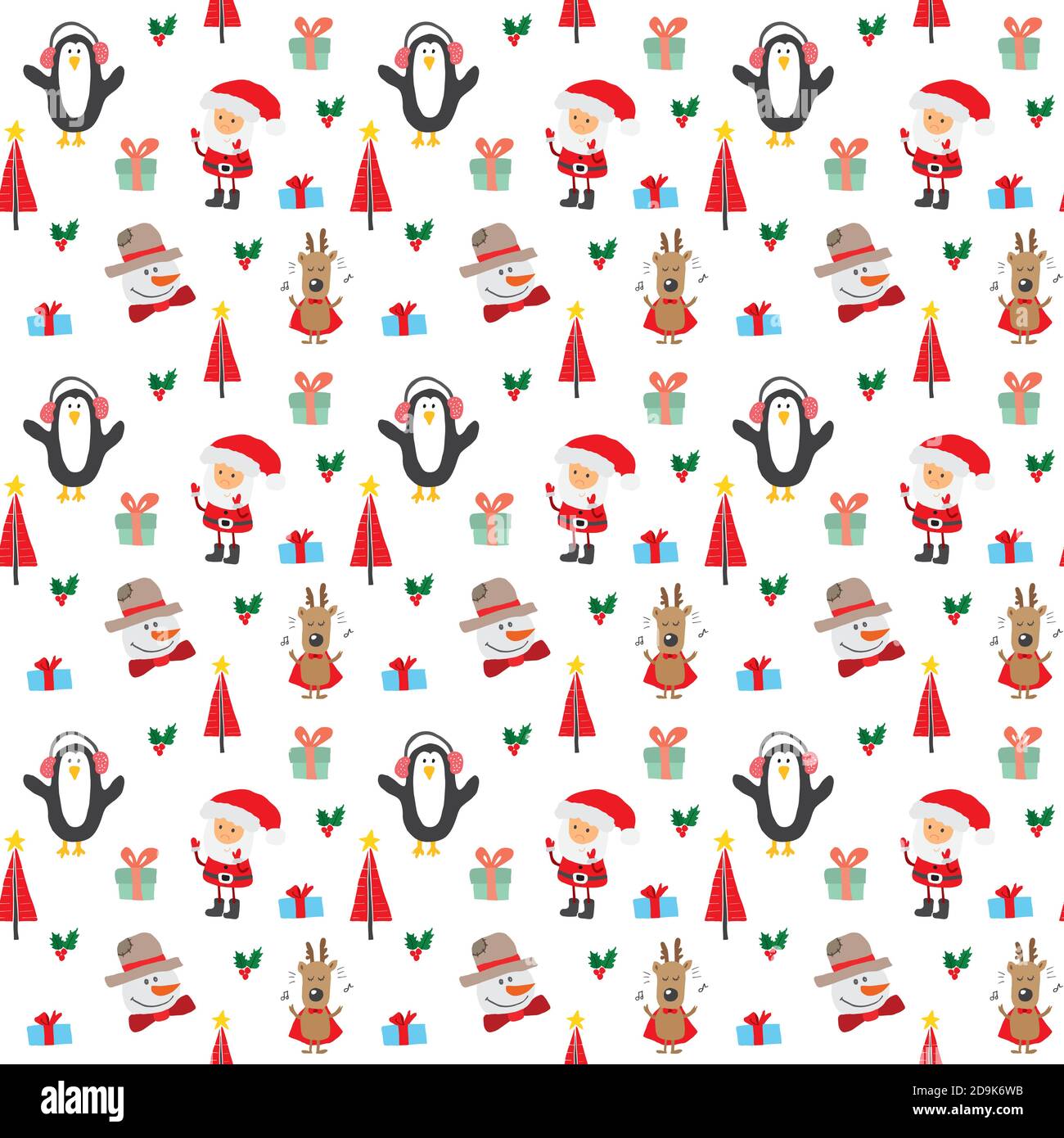 New Year and Christmas seamless pattern, hand drawn doodles Seamless ...