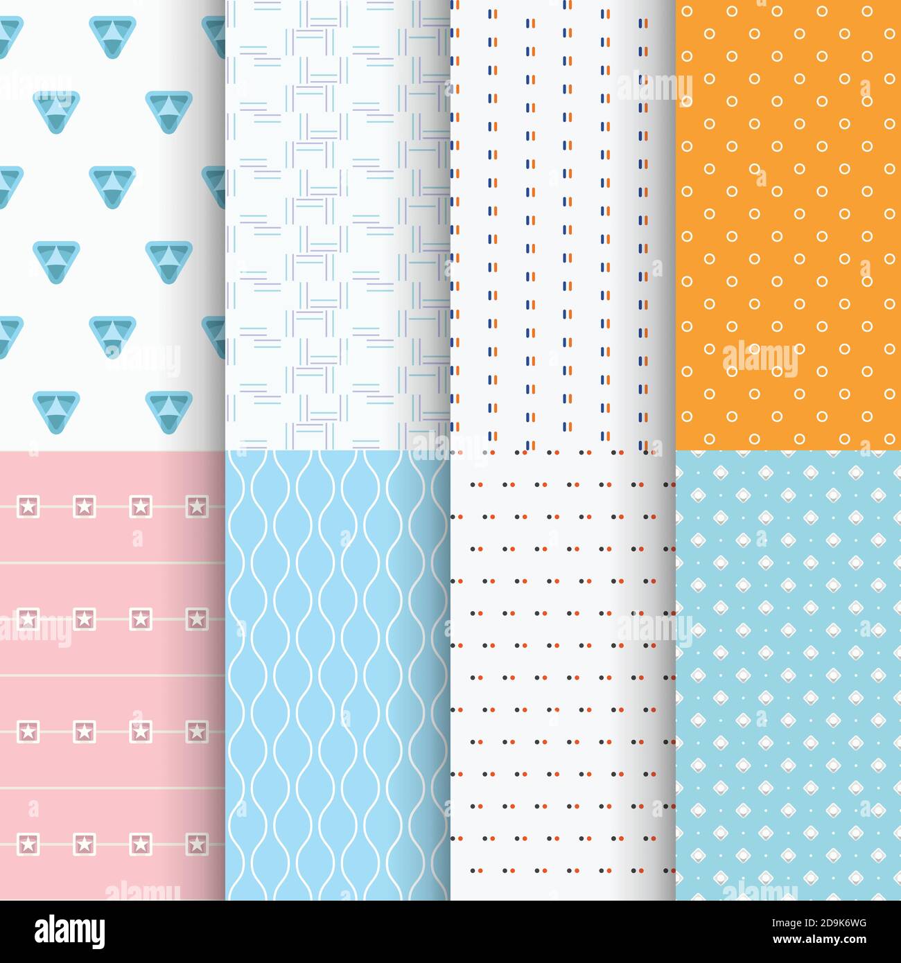 image colorful modern sesamless patterns in set Stock Vector