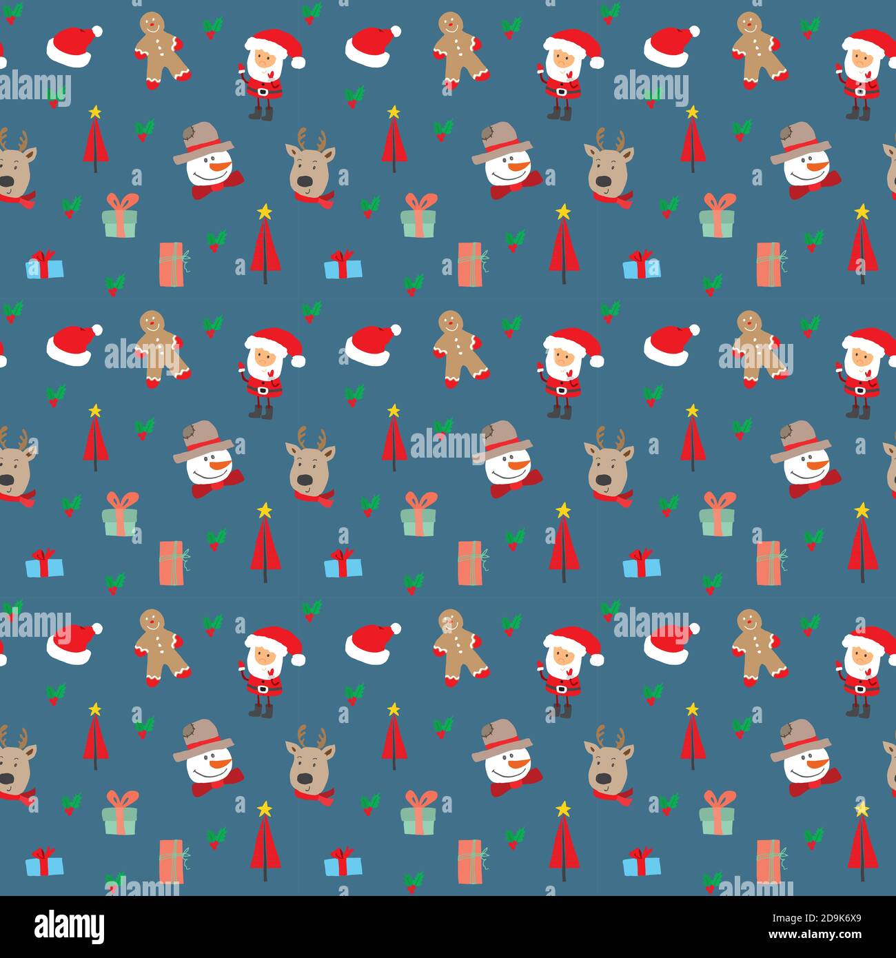 New Year and Christmas seamless pattern, hand drawn doodles Seamless ...