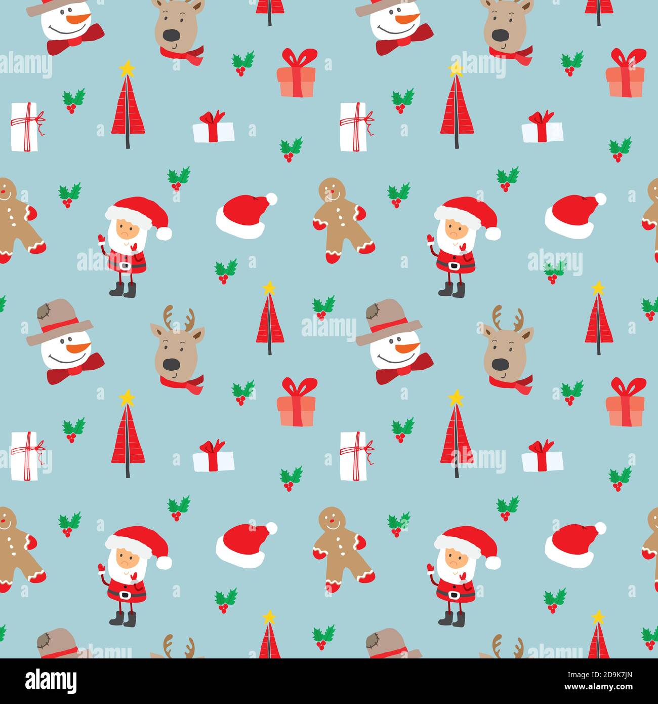 New Year and Christmas seamless pattern, hand drawn doodles Seamless ...