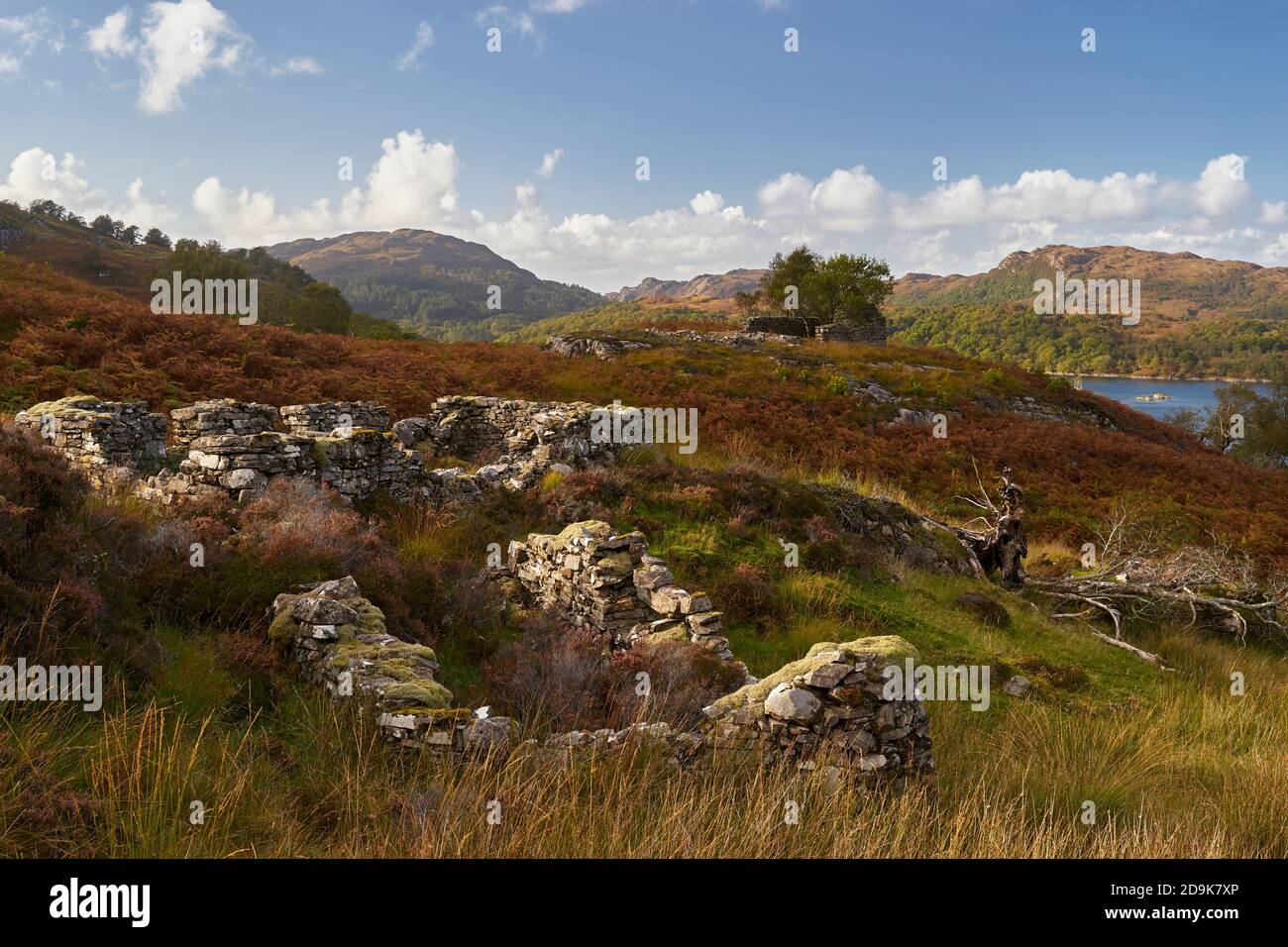 Deserted and ruined village of Briaig, Moidart, Lochaber, Highland, Scotland.  On the Silver Walk. Stock Photo