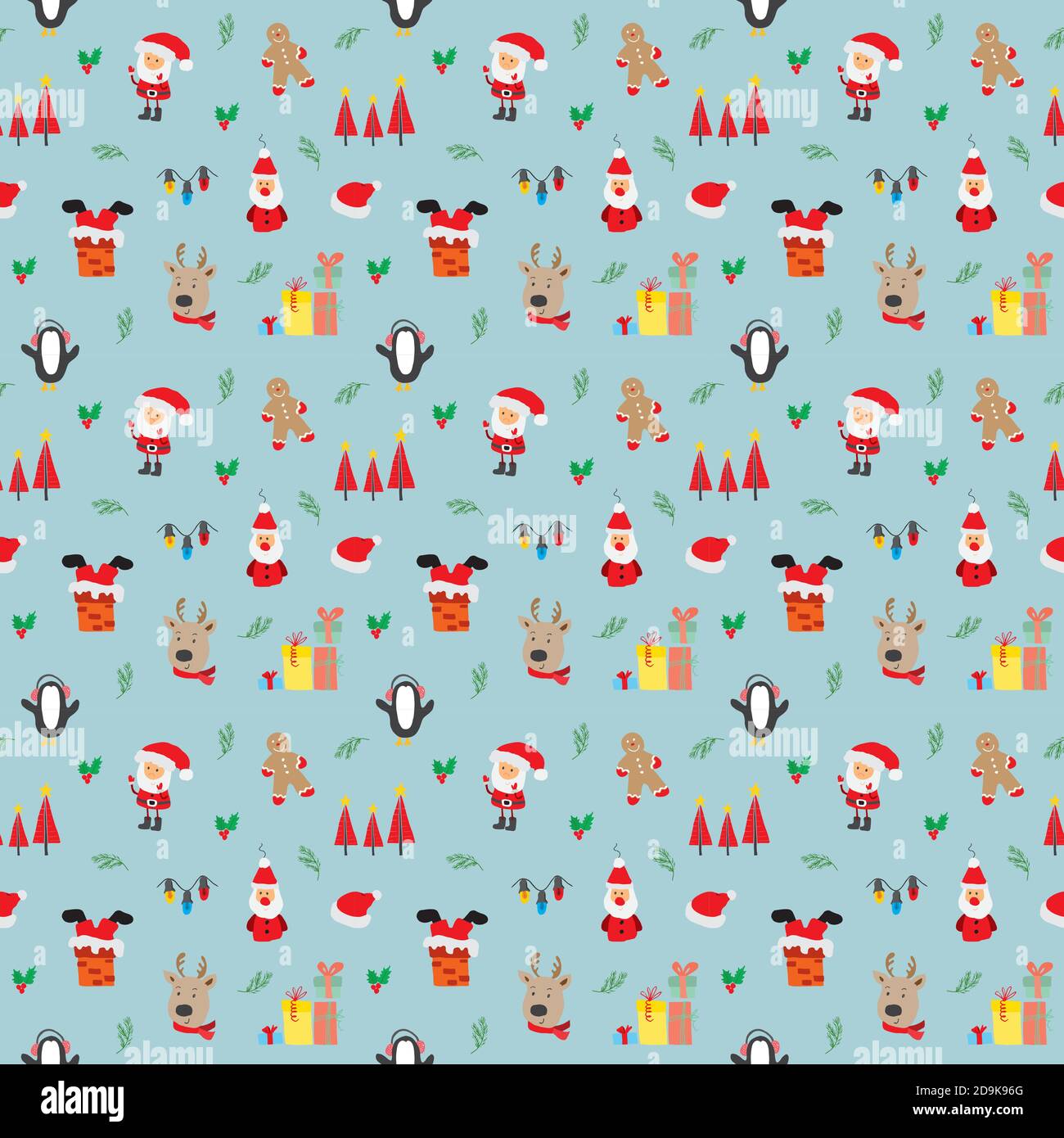 New Year and Christmas seamless pattern, hand drawn doodles Seamless ...