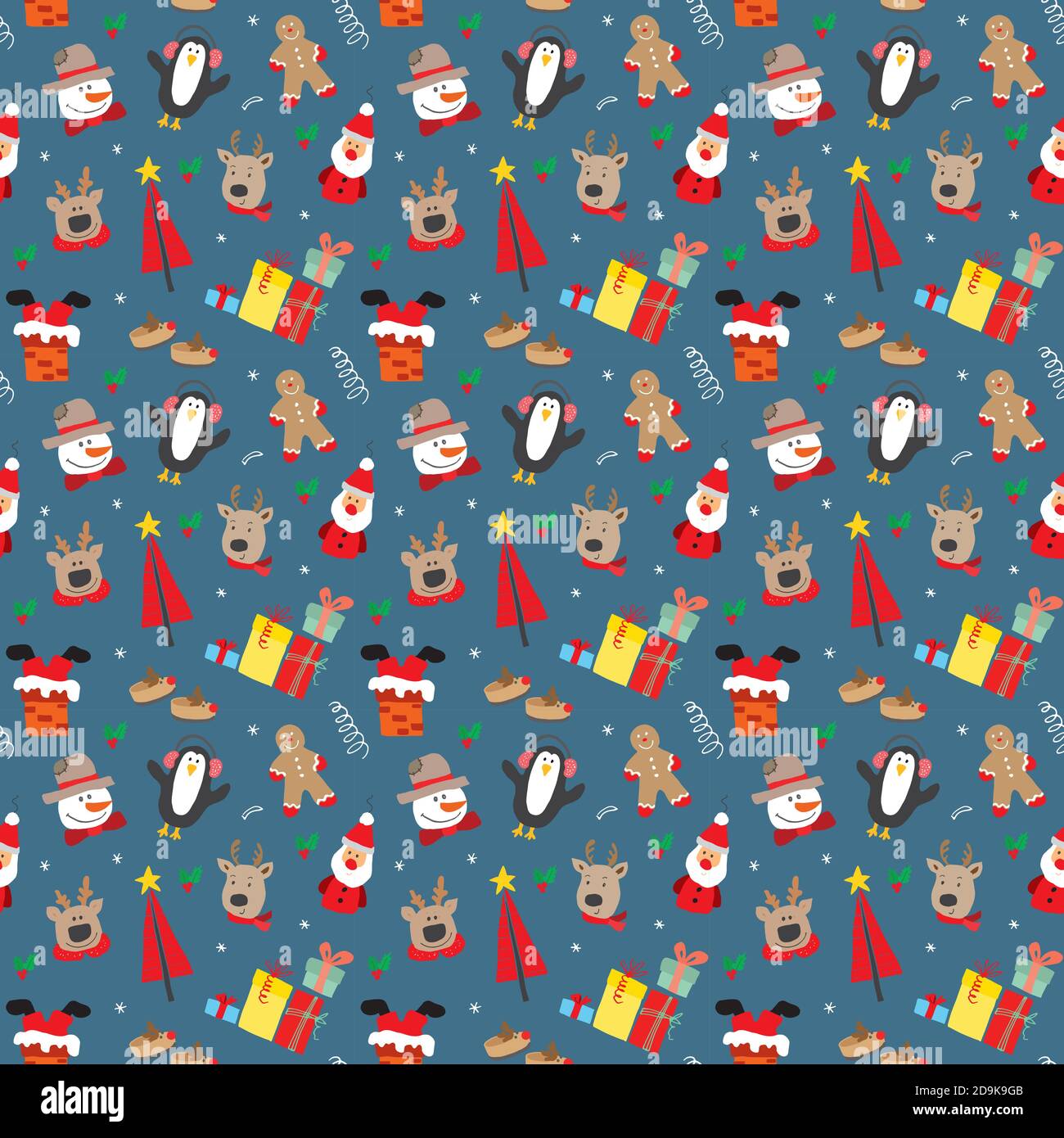 New Year and Christmas seamless pattern, hand drawn doodles Seamless ...