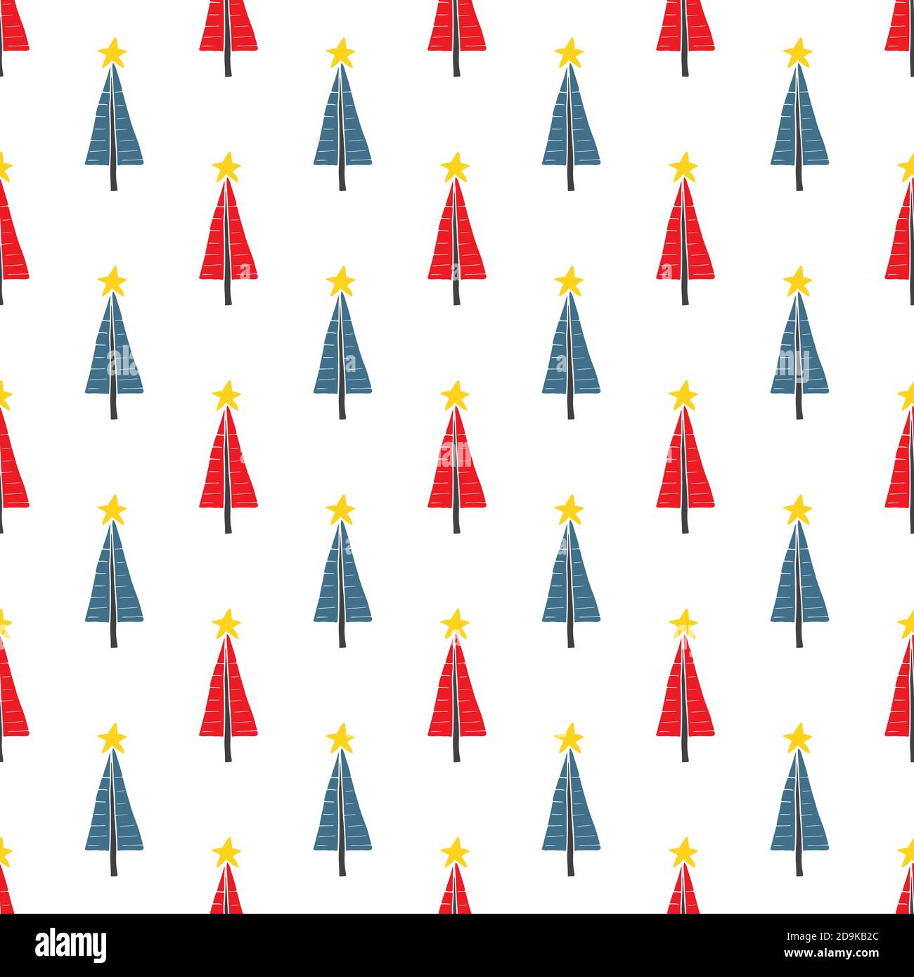 Pine tree seamless pattern. New Year and Christmas background, vector ...