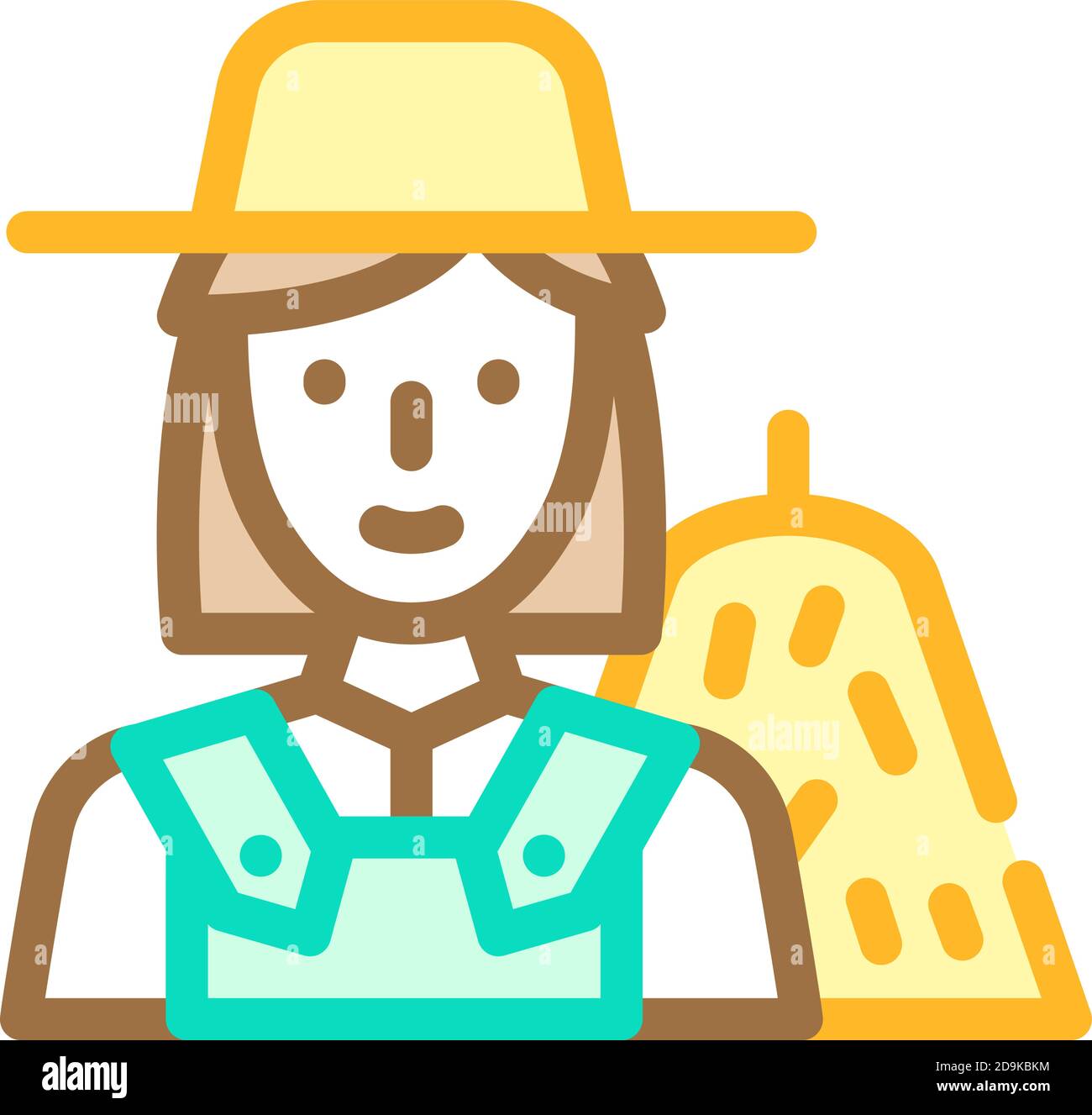 farmer woman job color icon vector illustration Stock Vector Image ...