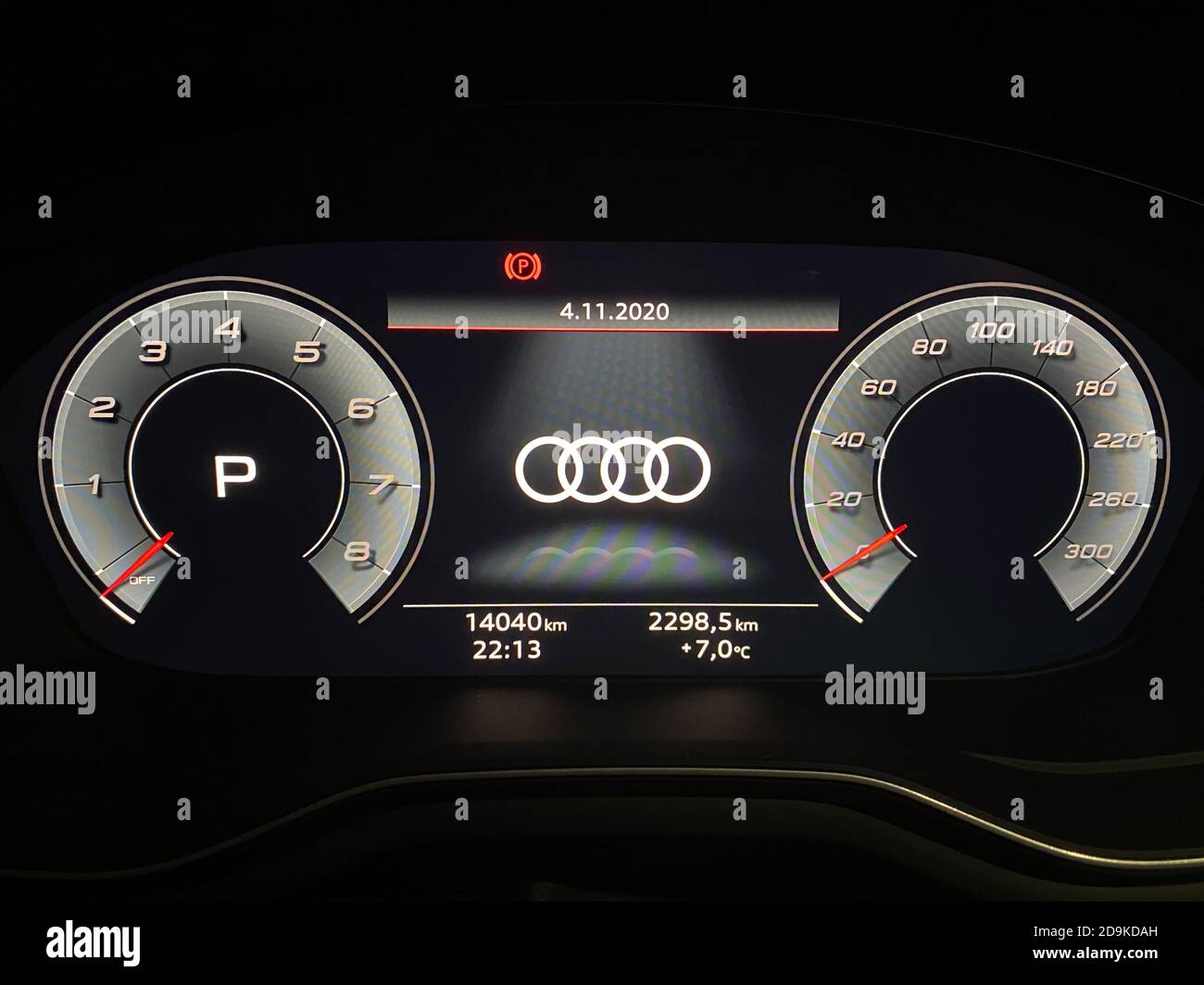 Viersen, Germany November 4. 2020 Closeup of illuminated Audi A5 car