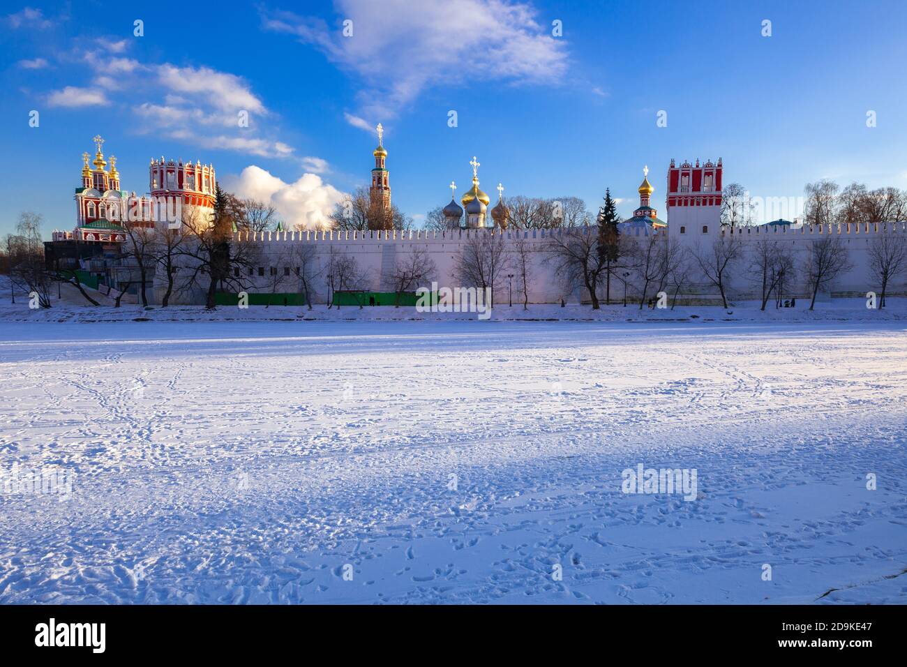 A view of the Novodevichy Convent in winter, UNESCO heritage site, Moscow, Russia Stock Photo