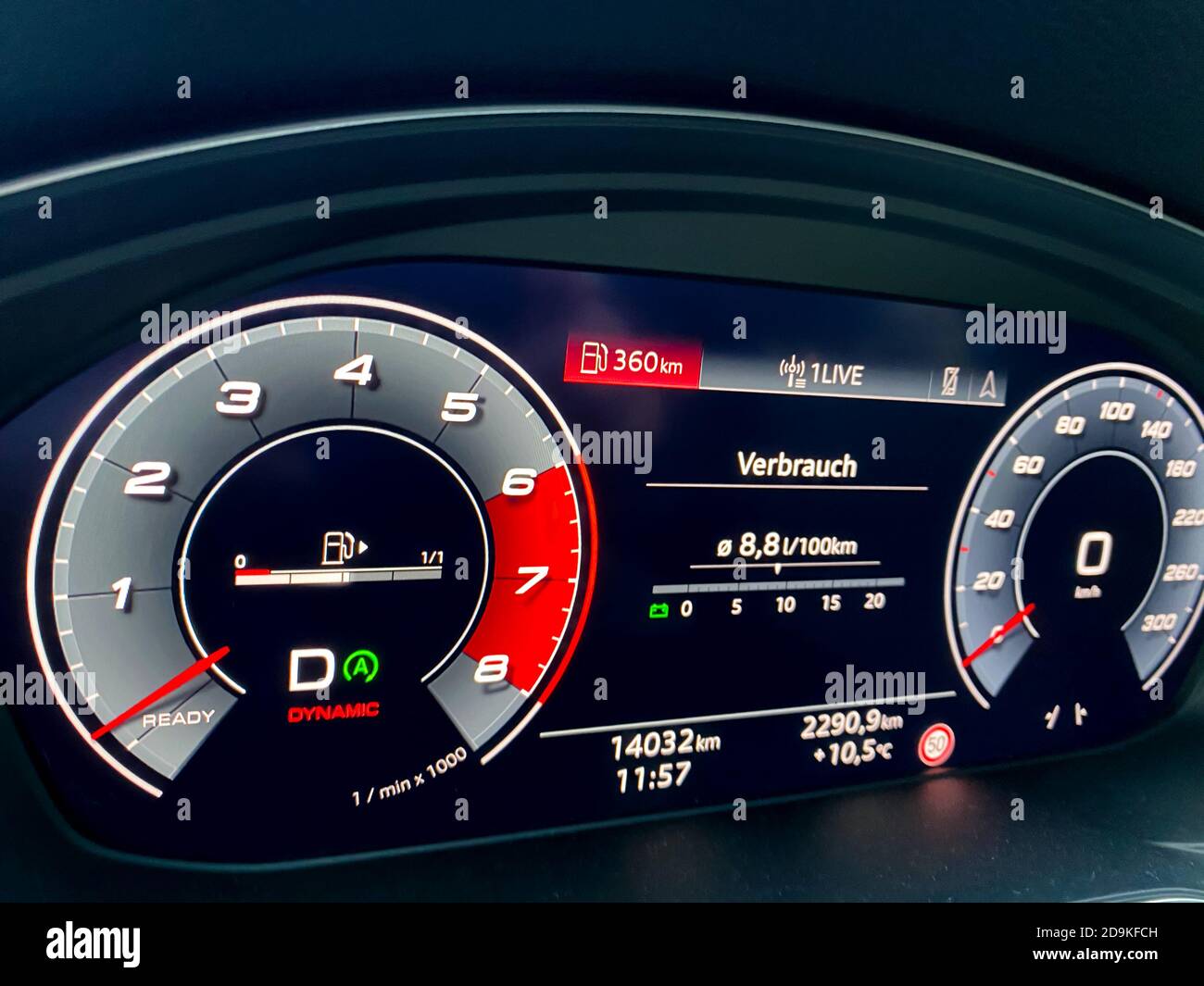 Viersen, Germany November 4. 2020 Closeup of illuminated Audi A5 car