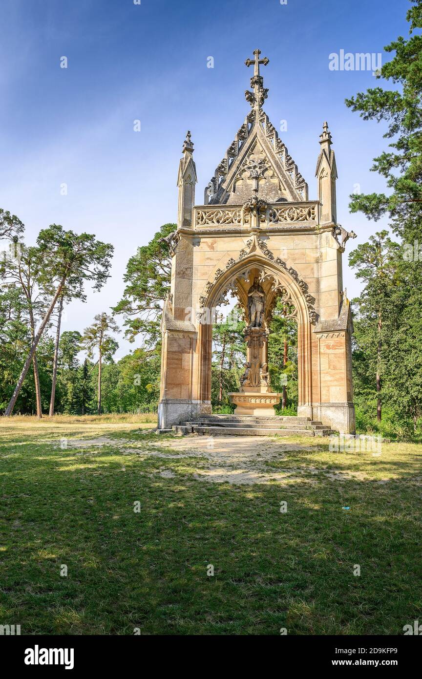 Chapel in forest - dedicated to Saint Hubert (patron of hunters) in the Lednice-Valtice Area - (Czech Republic) Stock Photo