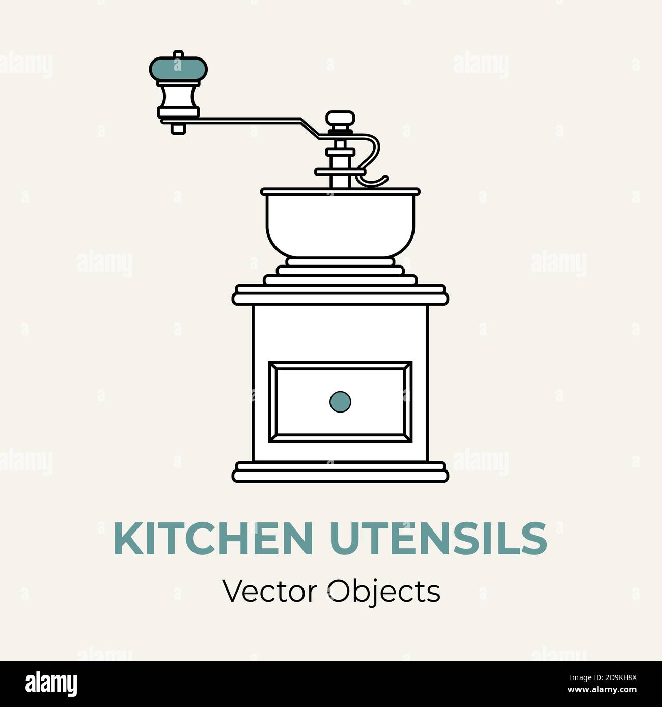 Coffee grinder mill vector illustration. Vector line illustration