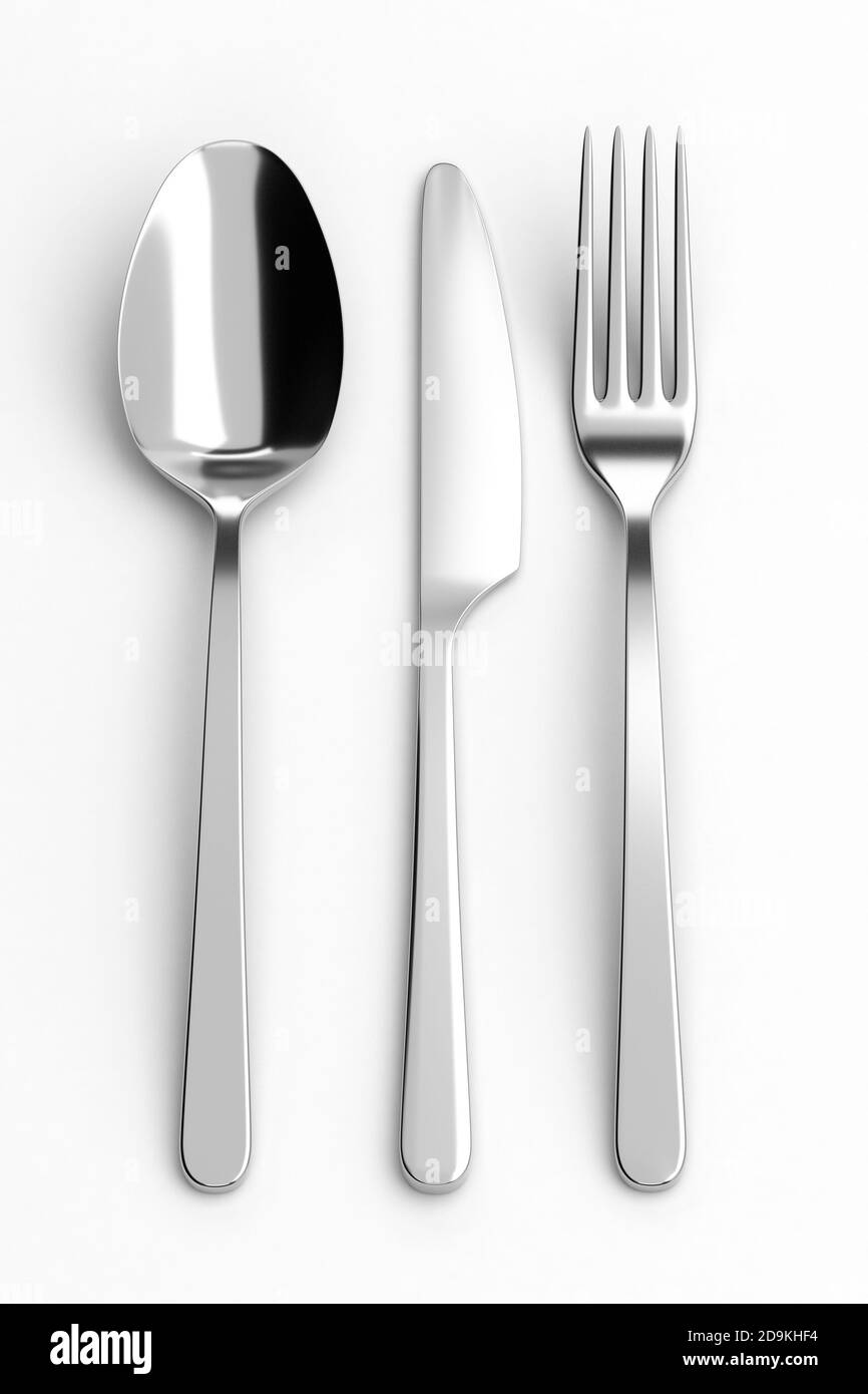Fork, spoon and knife Stock Photo