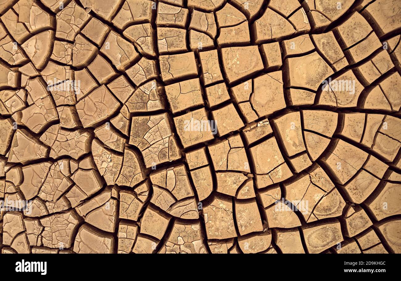 Desert. Aerial view of a beautiful cracks in the ground. texture, deep ...