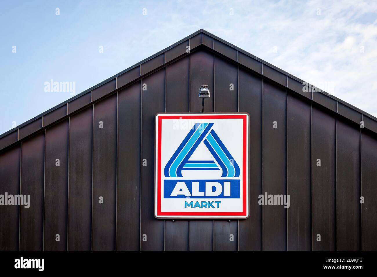 Aldi-Nord logo on the supermarket, Datteln, North Rhine-Westphalia, Germany Stock Photo