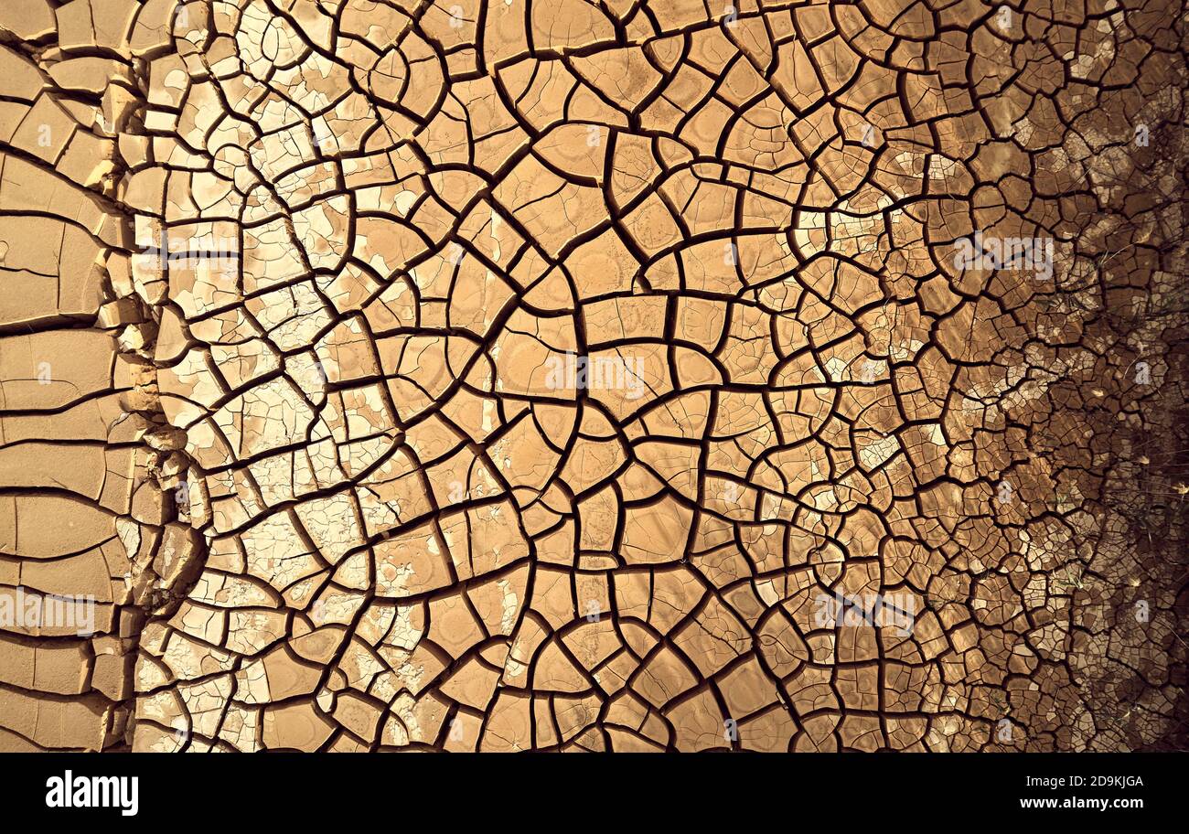 Desert. Aerial view of a beautiful cracks in the ground. texture, deep ...