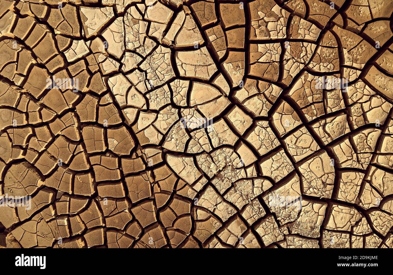 Desert. Aerial view of a beautiful cracks in the ground. texture, deep ...