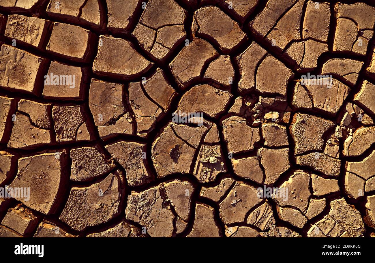 Desert. Aerial view of a beautiful cracks in the ground. texture, deep ...
