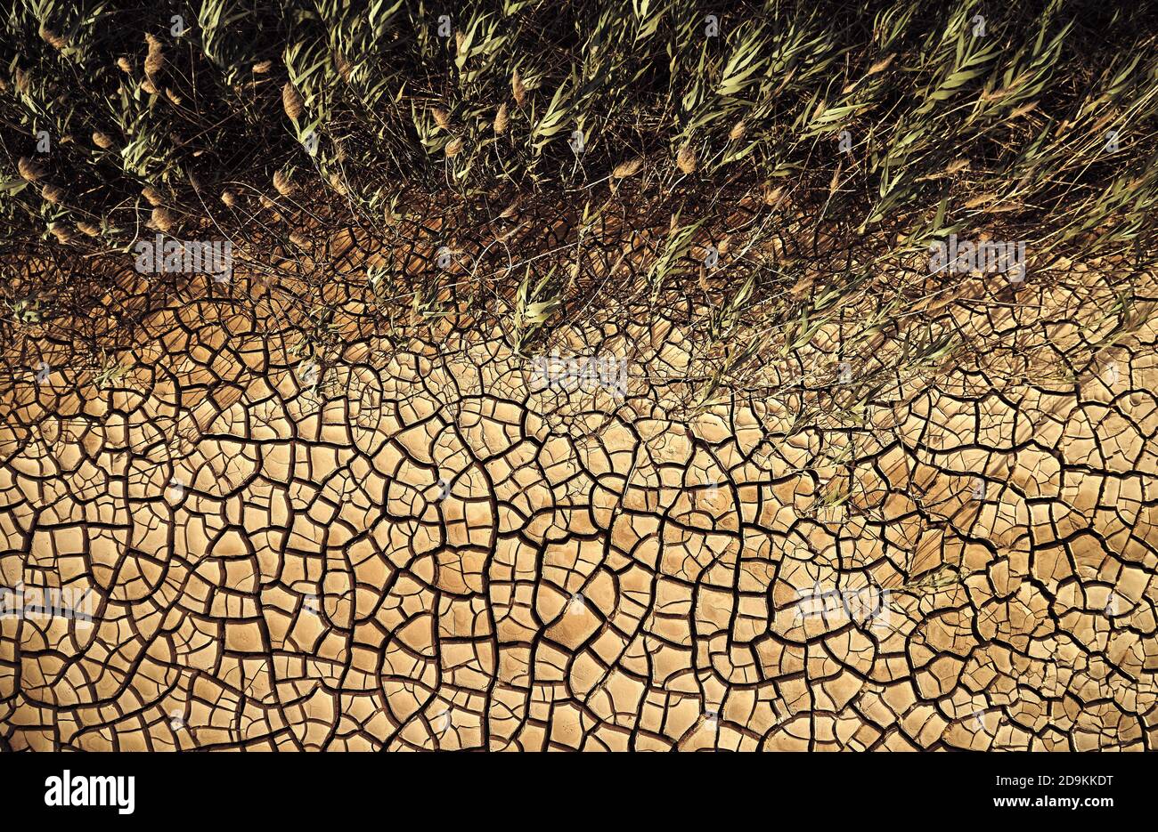 Desert. Aerial view of a beautiful cracks in the ground. texture, deep ...