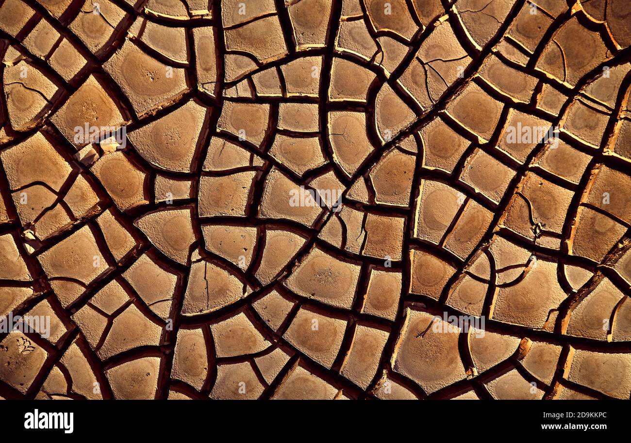 Desert. Aerial view of a beautiful cracks in the ground. texture, deep ...