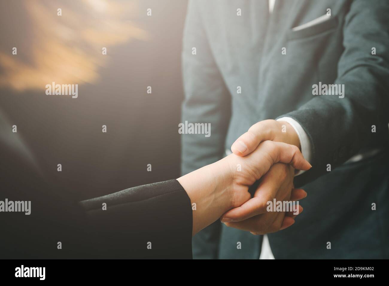 Business handshake with partnership business people successful concept coworkers handshaking process.Successful deal after great meeting Stock Photo