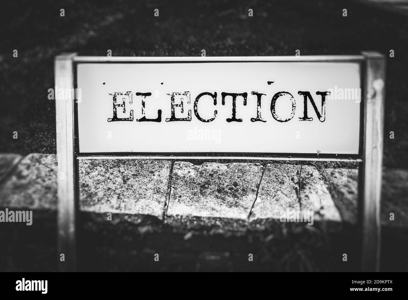 Election on a road sign Stock Photo