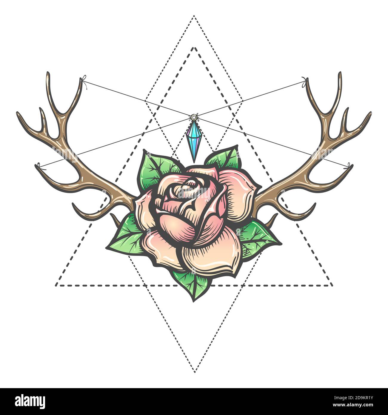 Chest Antlers Tattoo