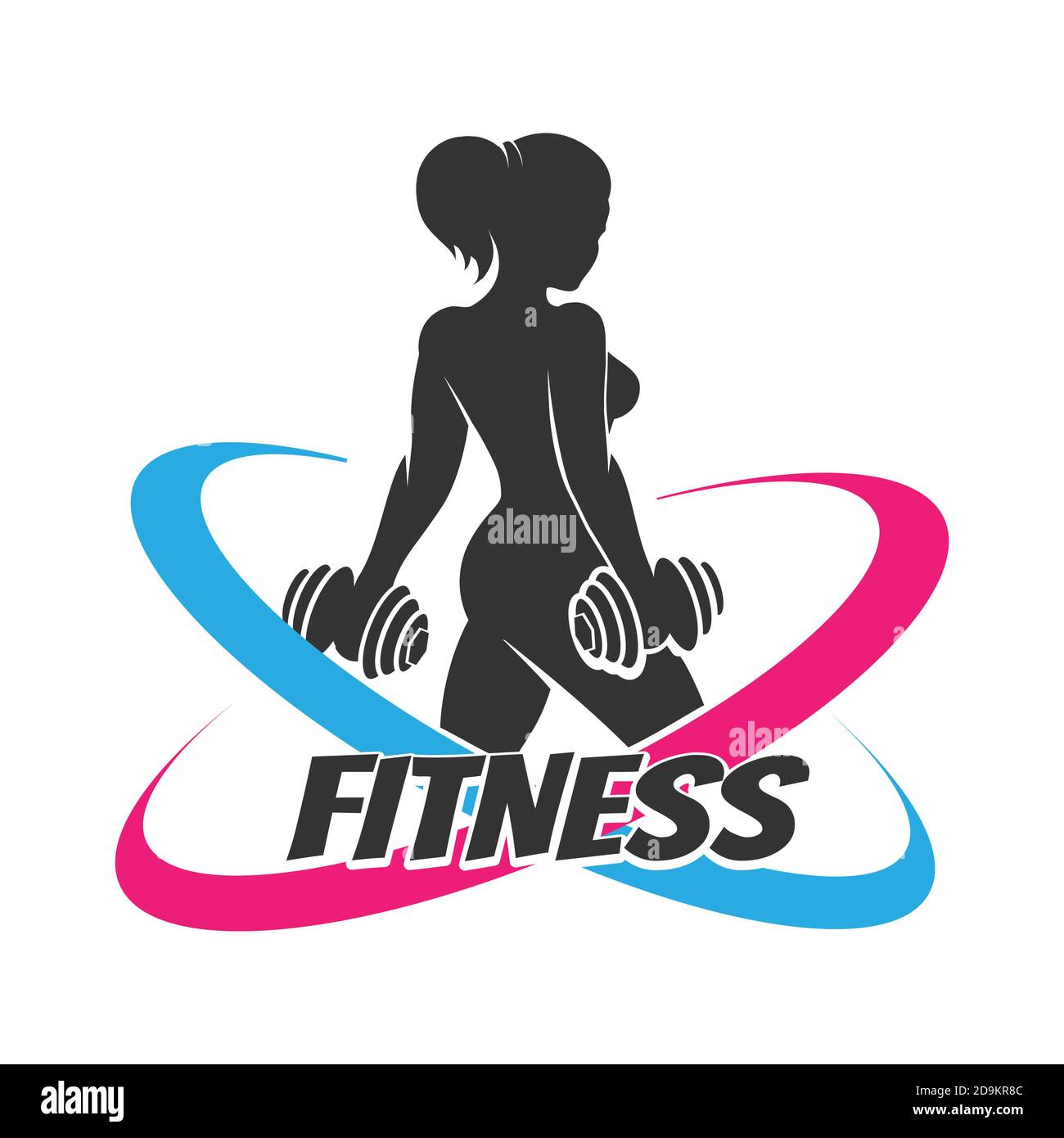 Fitness vector logo design template. Design for gym and fitness with exercising athletic woman. Vector illustration. Stock Vector