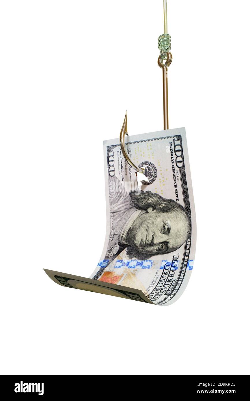 Dollar bill on fishing hook. 3D illustration Stock Photo Alamy
