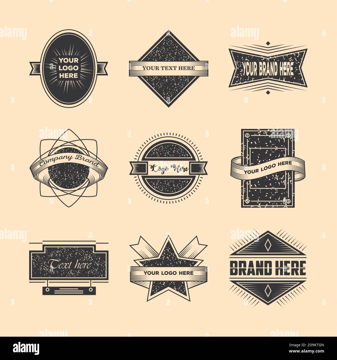 vintage insignia or logotype brand set, elements, business signs vector