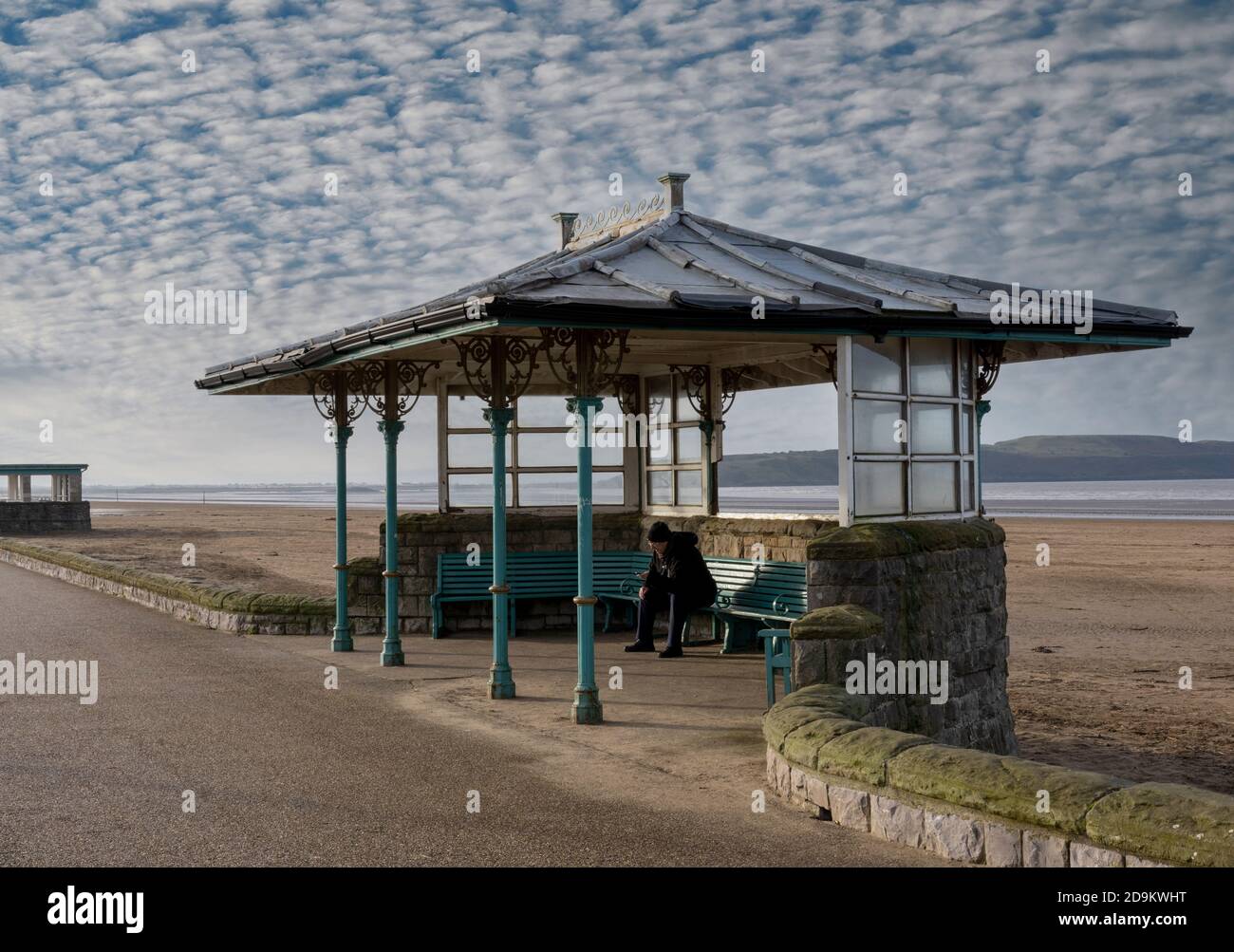 Traditional promenade beach shelters at WestonSuperMare, Somerset, England, UK Stock Photo Alamy
