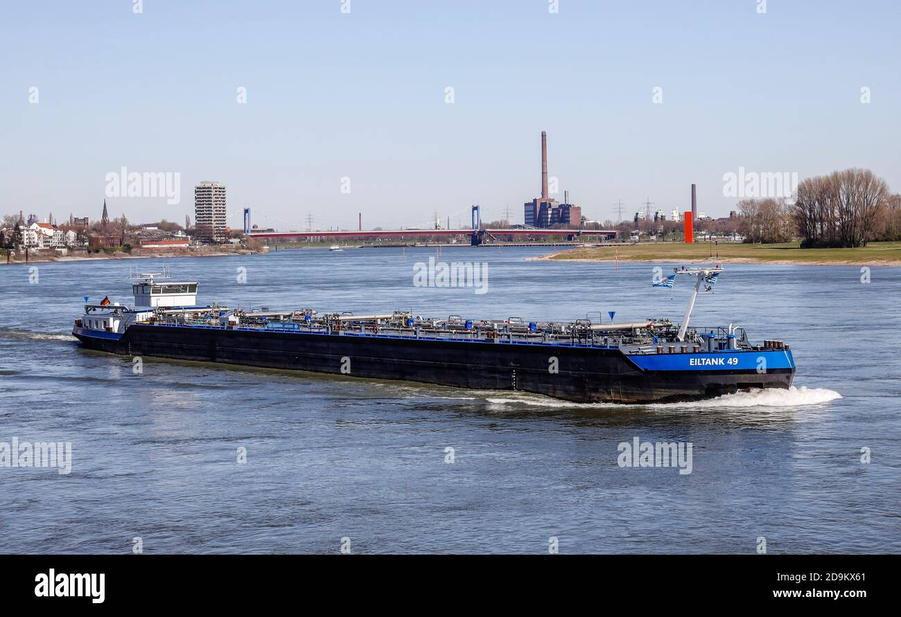 Tanker on the Rhine, Duisburg, Ruhr area, North Rhine-Westphalia, Germany Stock Photo