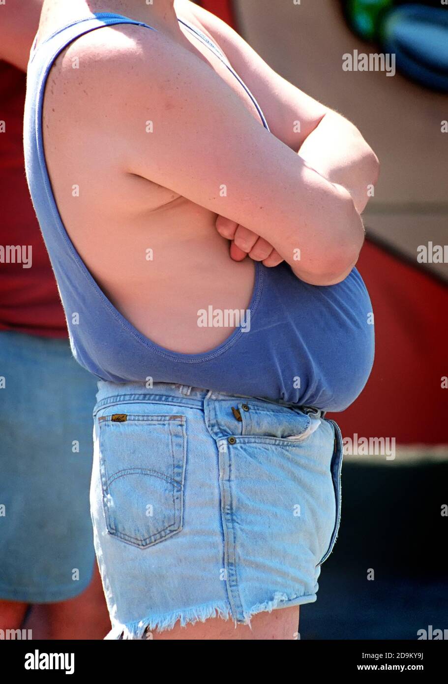 Fat obese overweight portly male Stock Photo