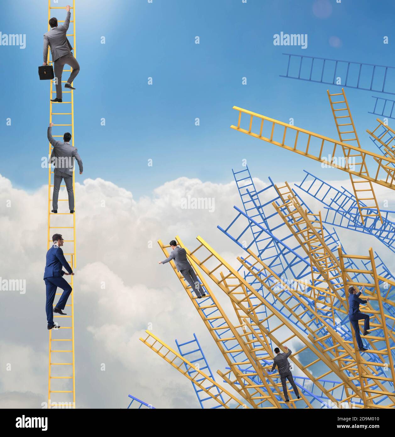 The businessman climbing career ladder in business concept Stock Photo ...