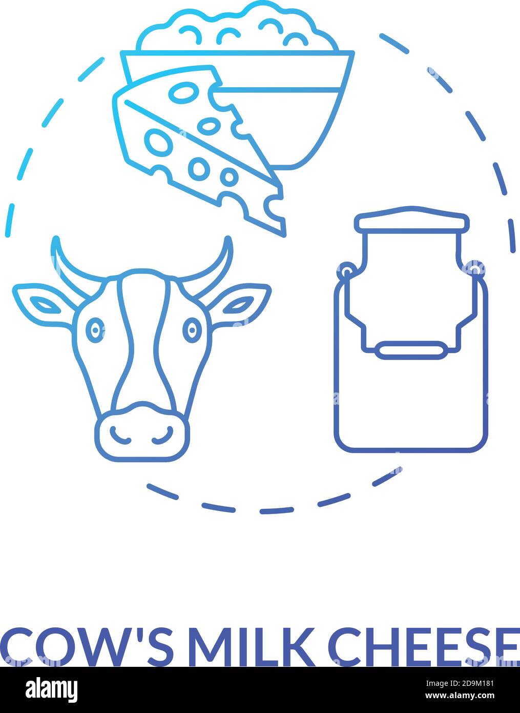 Cow milk cheese production blue gradient concept icon Stock Vector ...