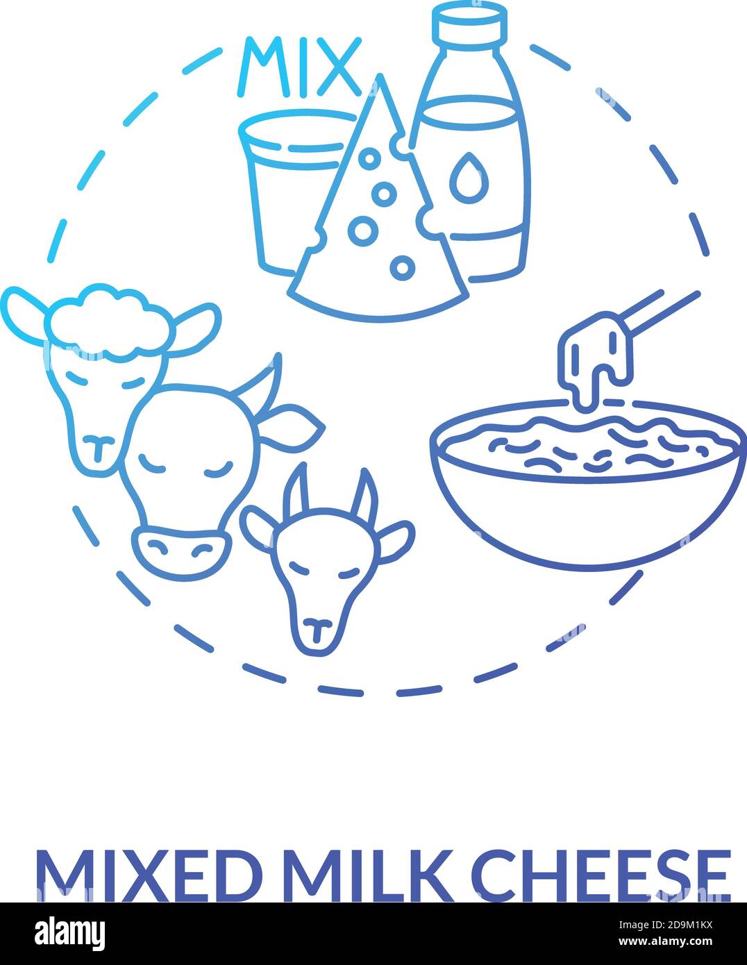 Mixed milk cheese blue gradient concept icon Stock Vector Image & Art